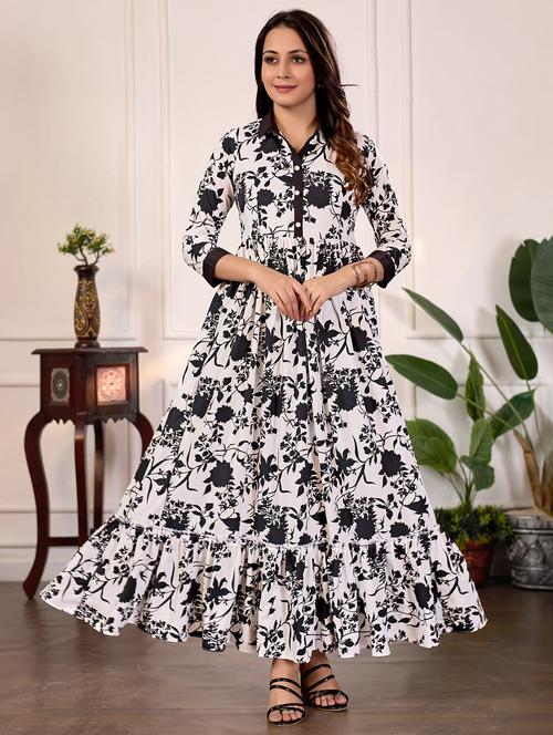 women floral print collared tiered maxi dress - 22029007 -  Standard Image - 0