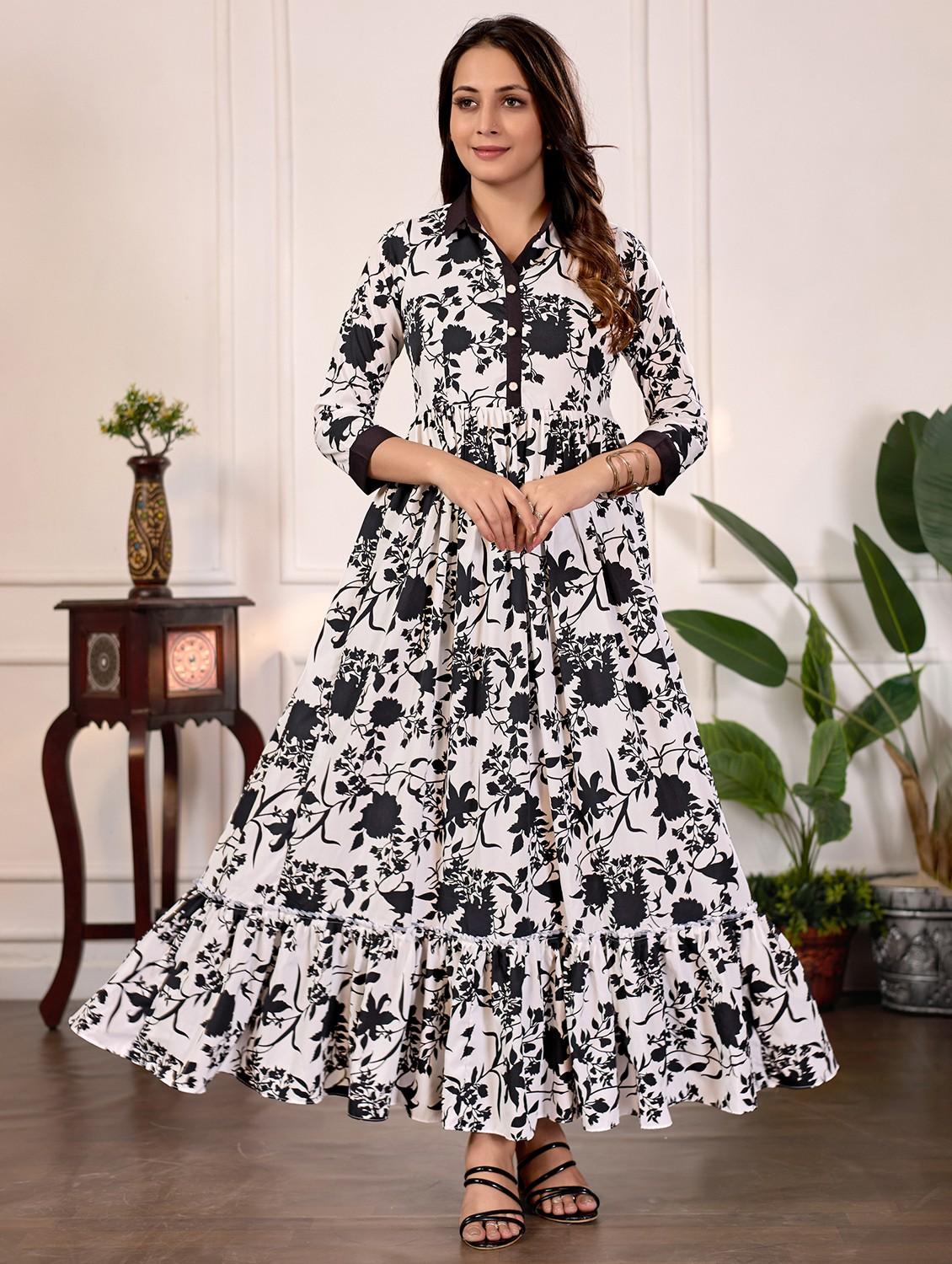 women floral print collared tiered maxi dress - 22029007 -  Zoom Image - 0