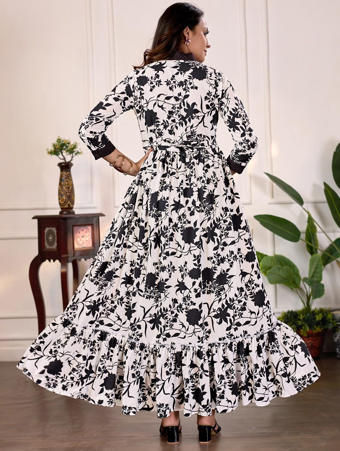 women floral print collared tiered maxi dress - 22029007 - Standard Image - 3