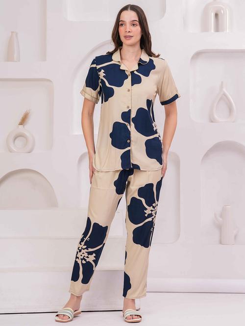 women printed nightwear pyjama set - 22029009 - Standard Image - 0