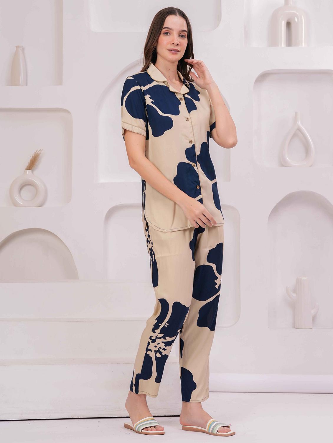 women printed nightwear pyjama set - 22029009 - Standard Image - 3