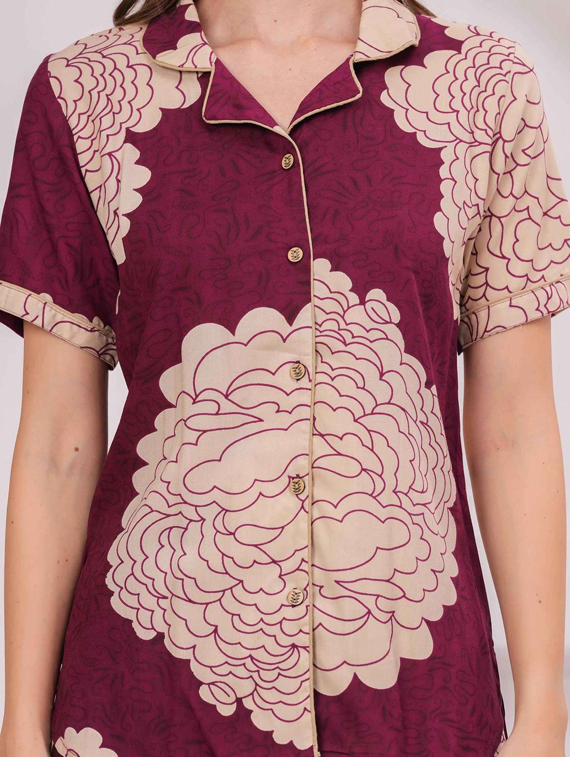women printed nightwear pyjama set - 22029010 - Standard Image - 5