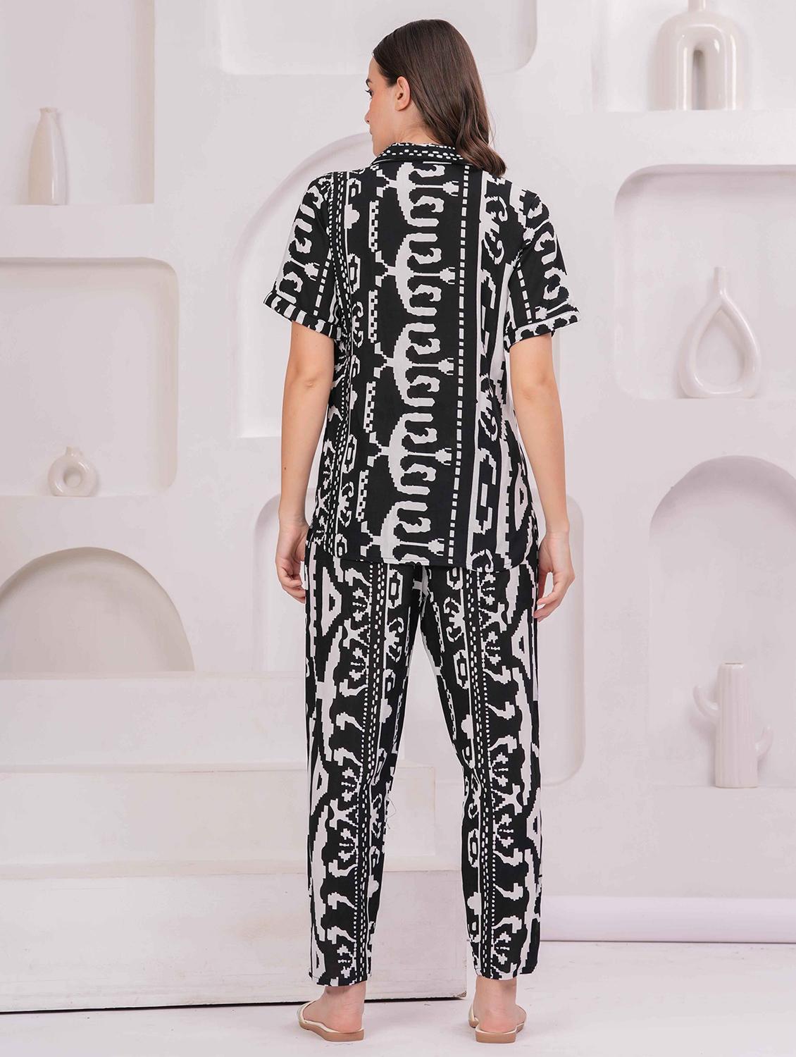 women printed nightwear pyjama set - 22029011 - Standard Image - 3