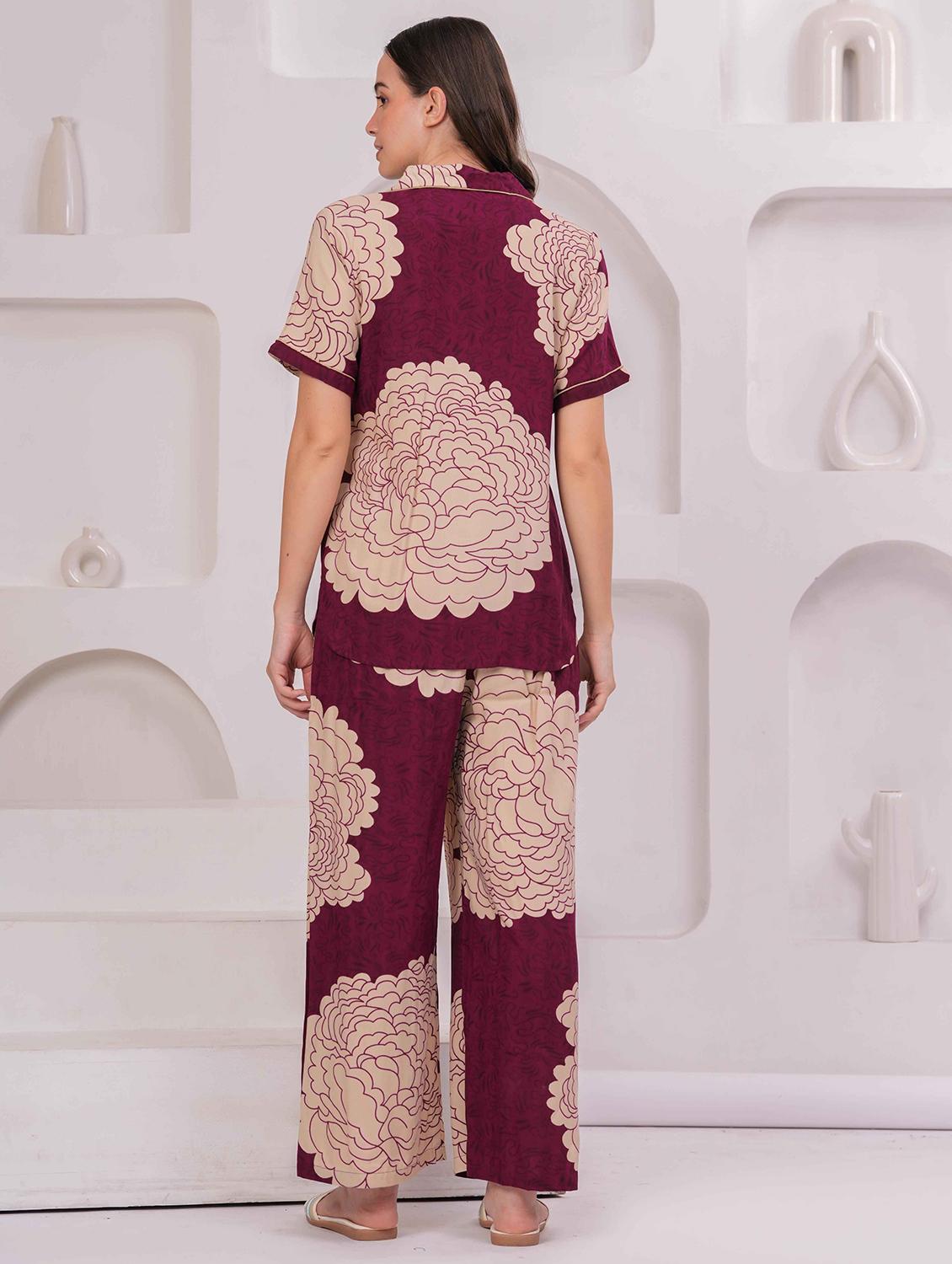 women printed nightwear pyjama set - 22029014 - Standard Image - 3