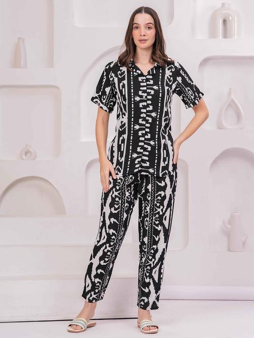 women printed nightwear pyjama set - 22029015 - Standard Image - 0