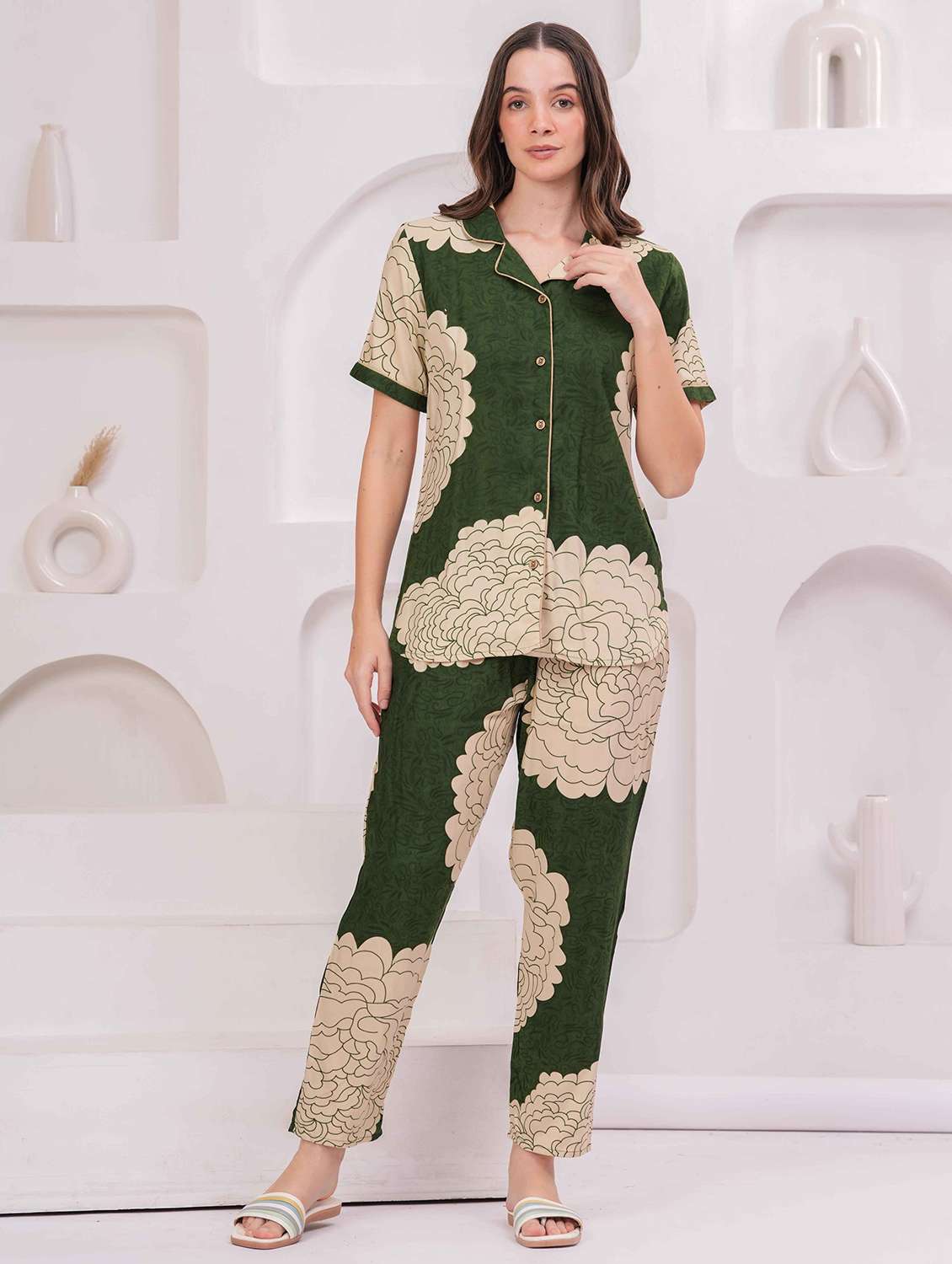 women printed nightwear pyjama set - 22029020 -  Zoom Image - 0