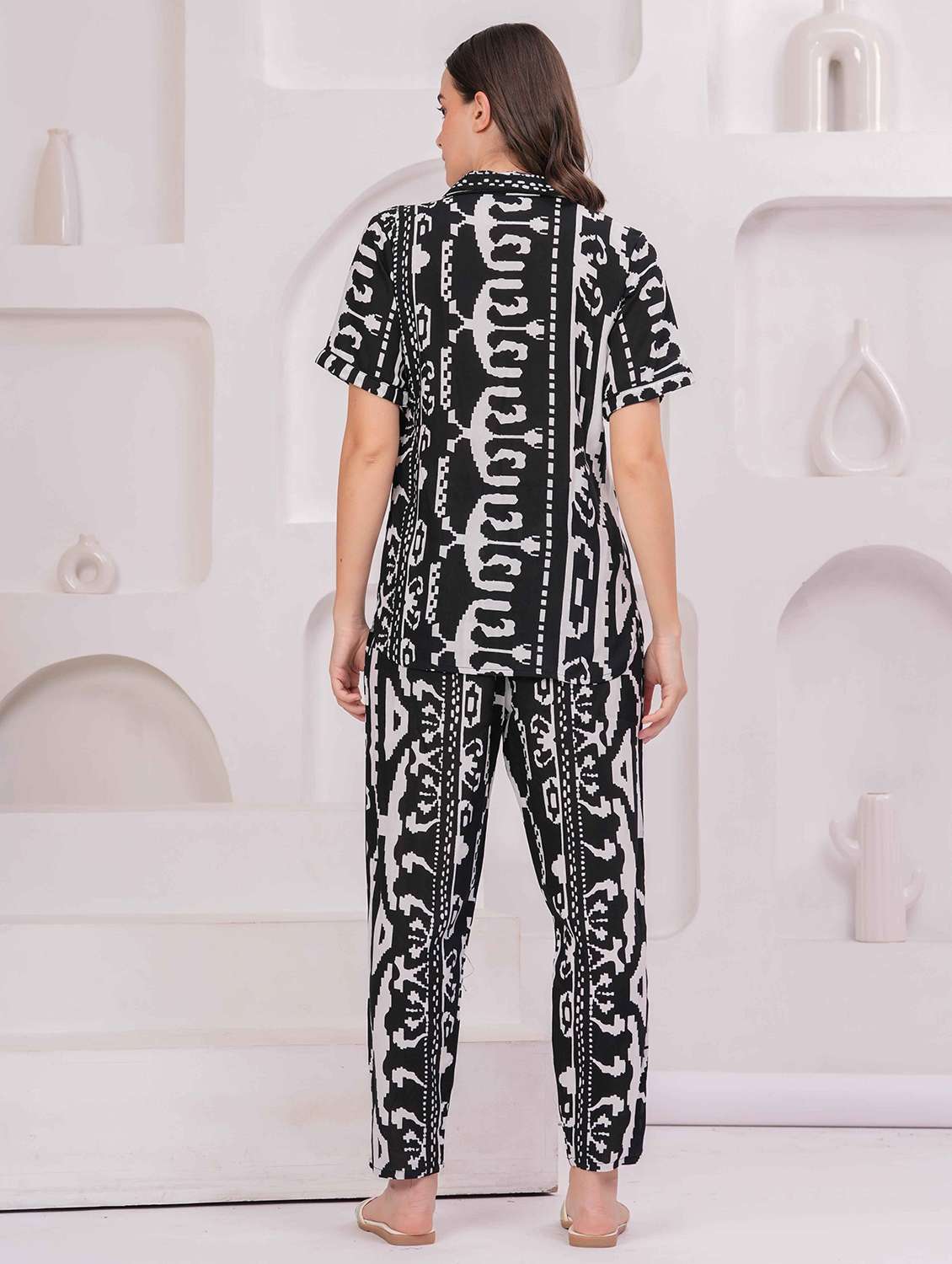 women printed nightwear pyjama set - 22029023 - Standard Image - 3