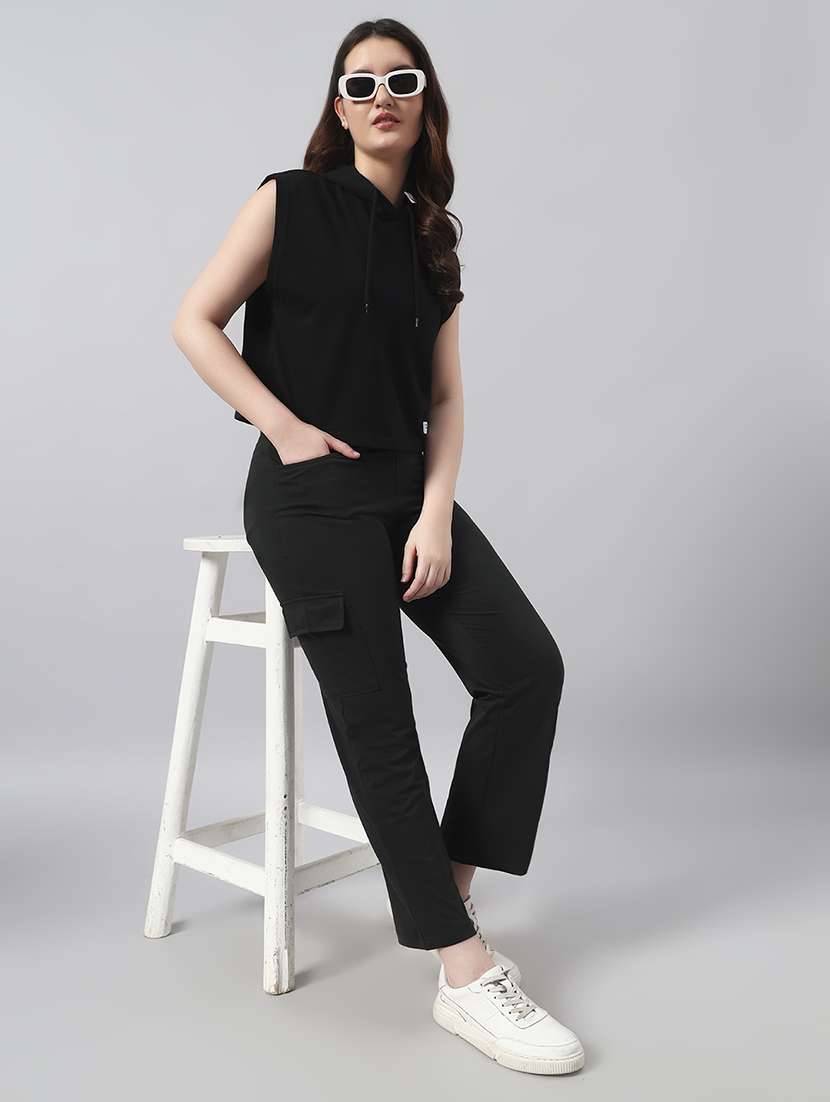 women solid mid rise regular fit cargo - 22029033 -  Standard Image - 3