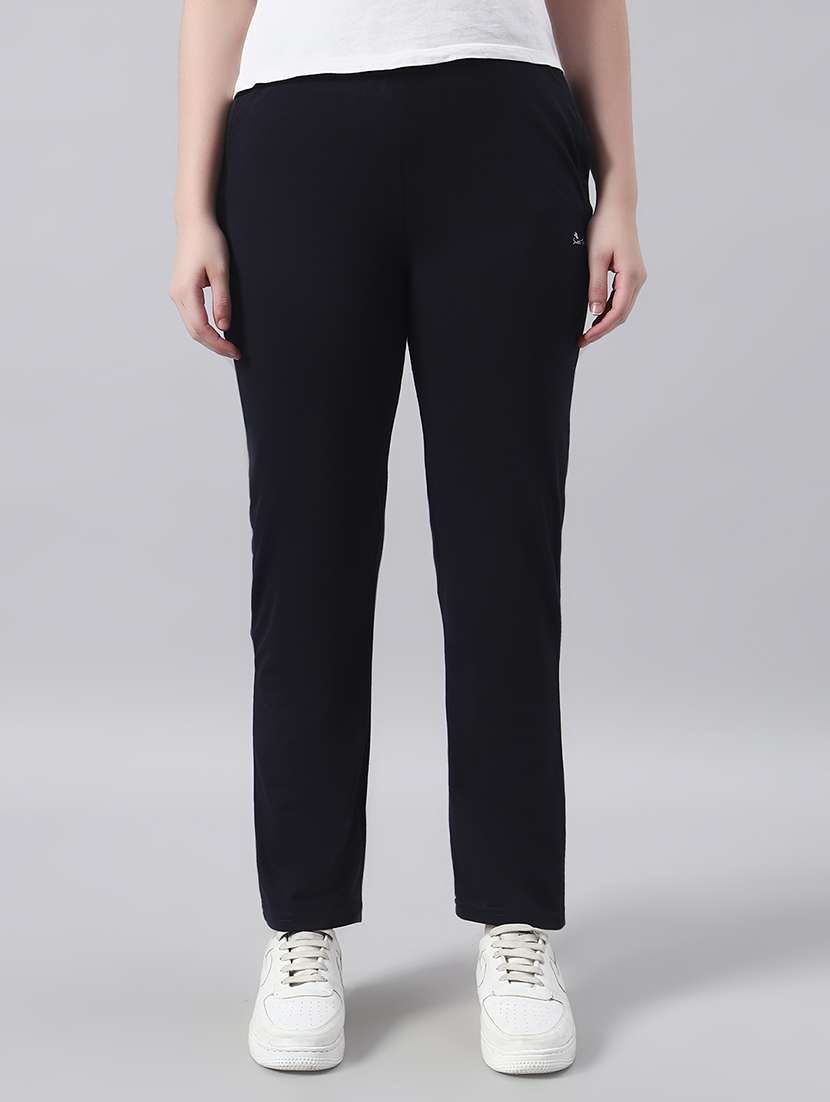 women solid mid rise regular fit track pant