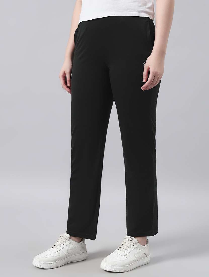 women solid mid rise regular fit track pant