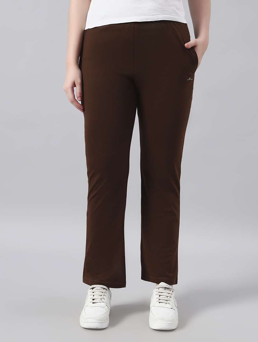 women solid mid rise regular fit track pant