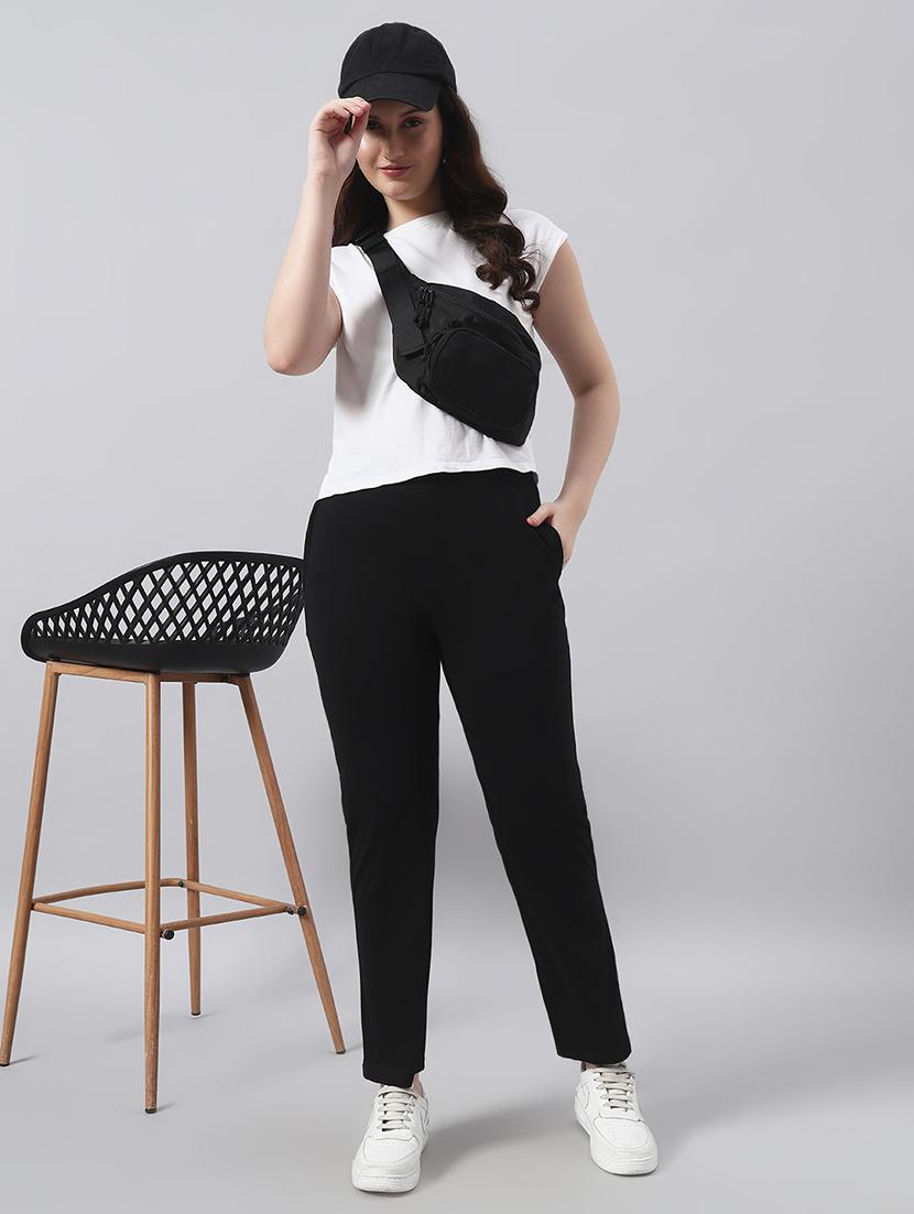 women solid mid rise regular fit track pant - 22029044 - Standard Image - 3
