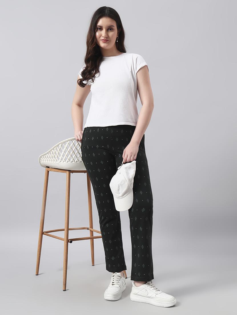 women printed mid rise regular fit track pant - 22029045 - Standard Image - 3