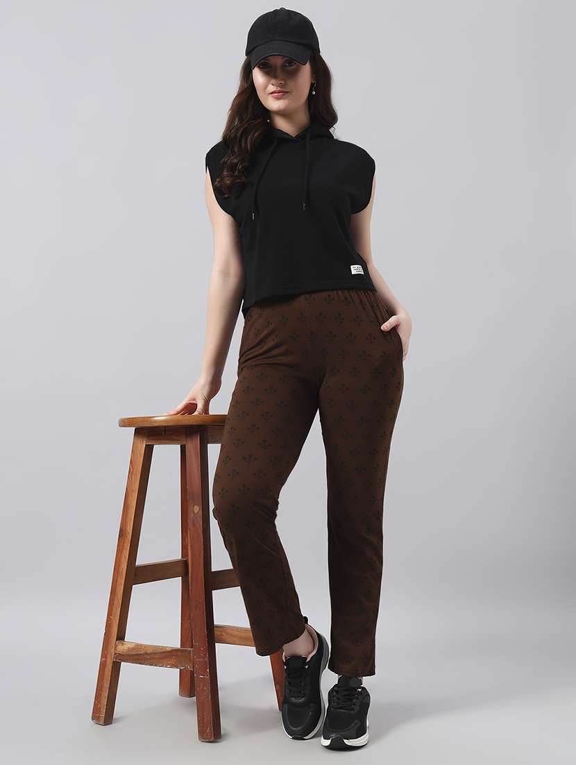 women printed mid rise regular fit track pant - 22029047 - Standard Image - 3