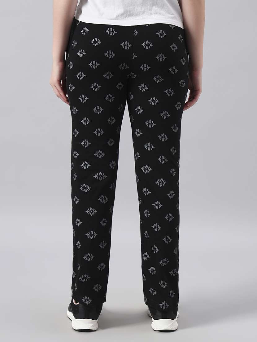 women printed mid rise regular fit track pant - 22029050 - Standard Image - 3