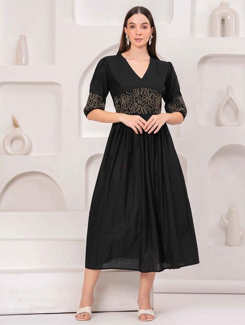 women embroidered puff sleeve fit & flare dress - 22029052 -  Standard Image - 0