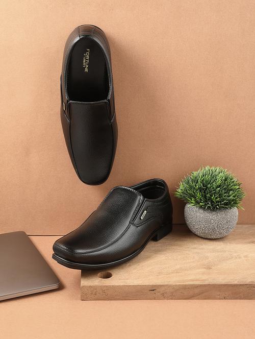 men solid slip on formal shoes - 22029096 - Standard Image - 0