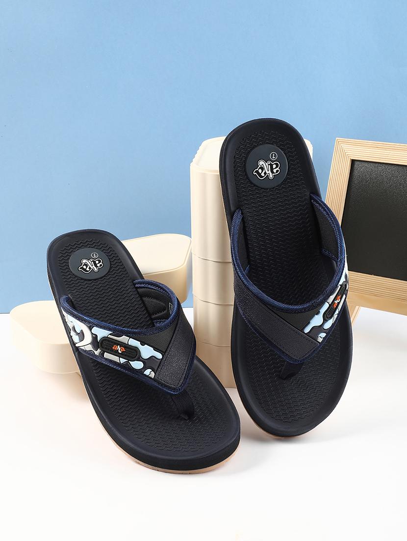 men printed toe separator slipper