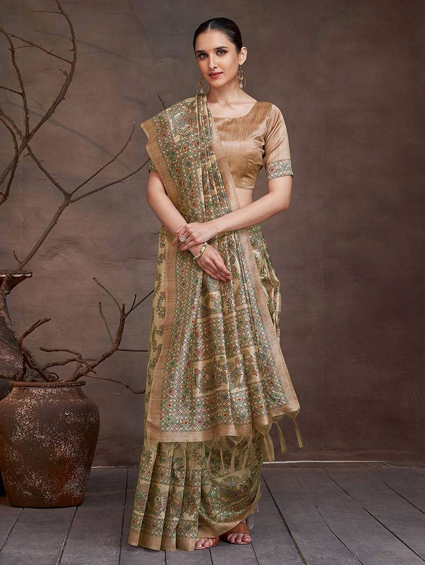 women printed casual wear saree with blouse