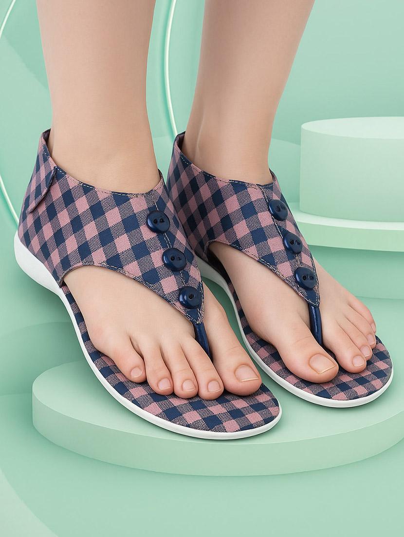 women checkered back strap flats - 22029480 - Zoom Image - 0