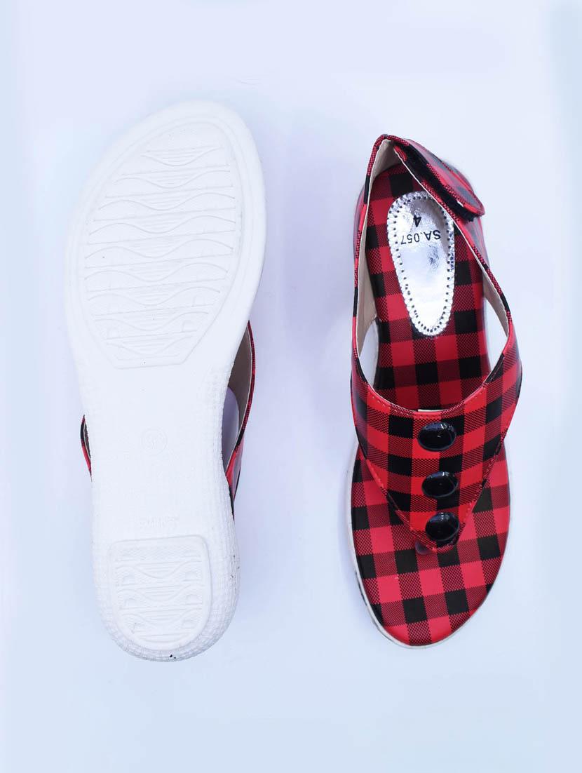 women checkered back strap flats - 22029481 - Standard Image - 3