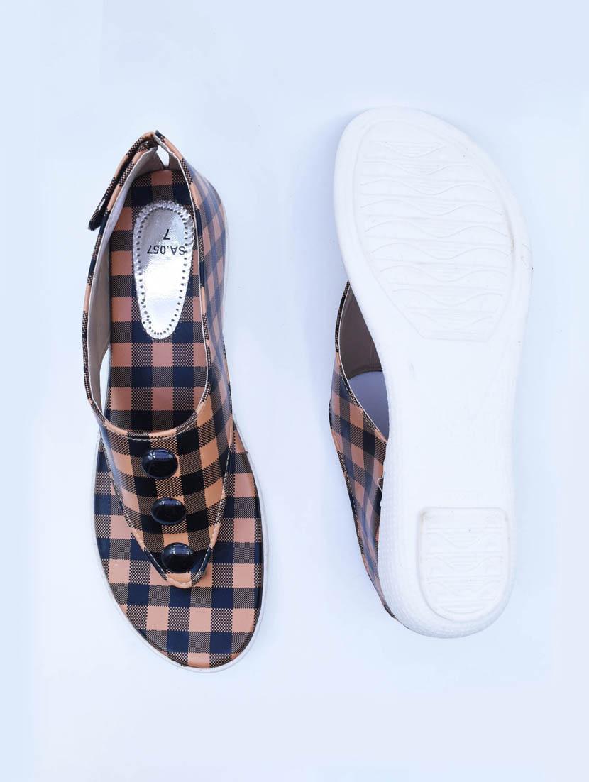 women checkered back strap flats - 22029482 - Standard Image - 3
