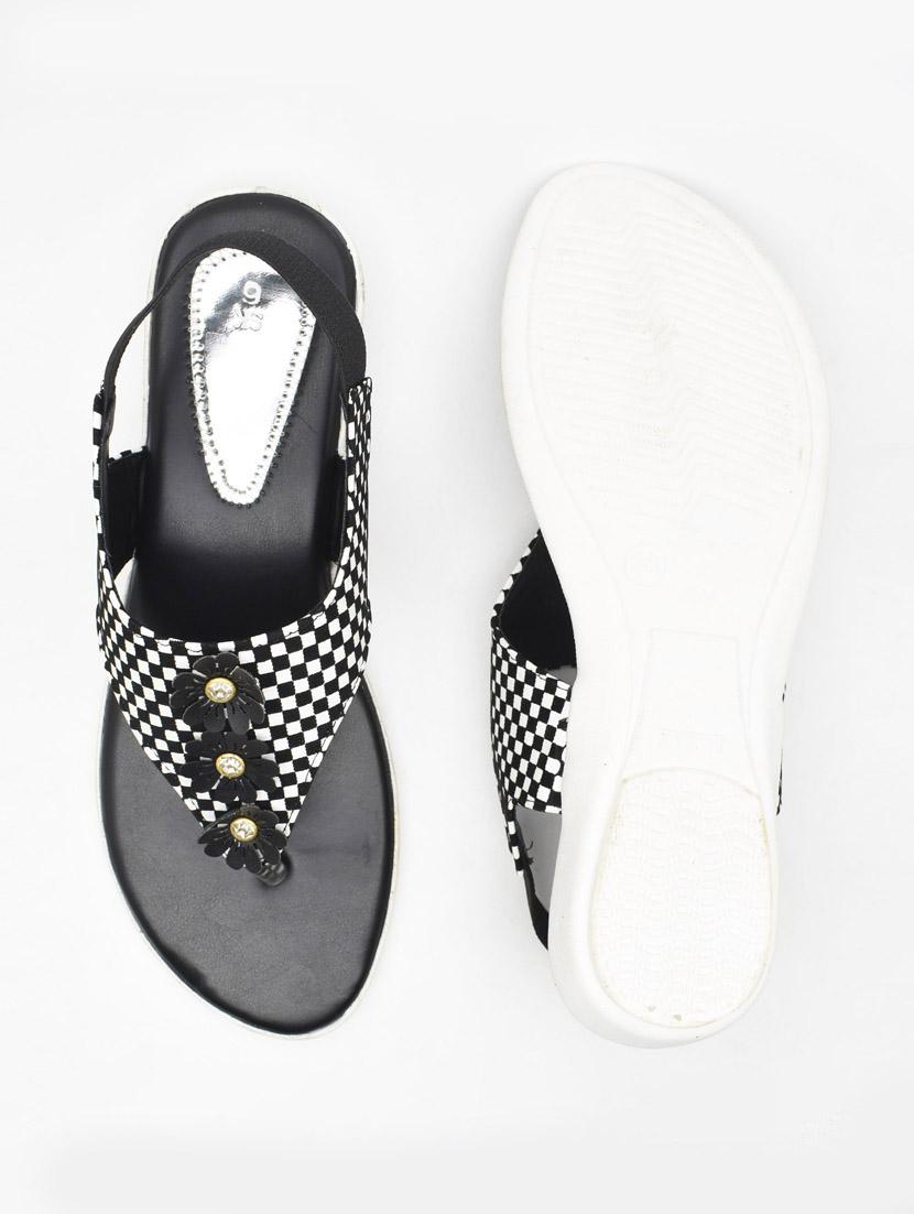 women checkered t-strap flats - 22029492 - Standard Image - 3