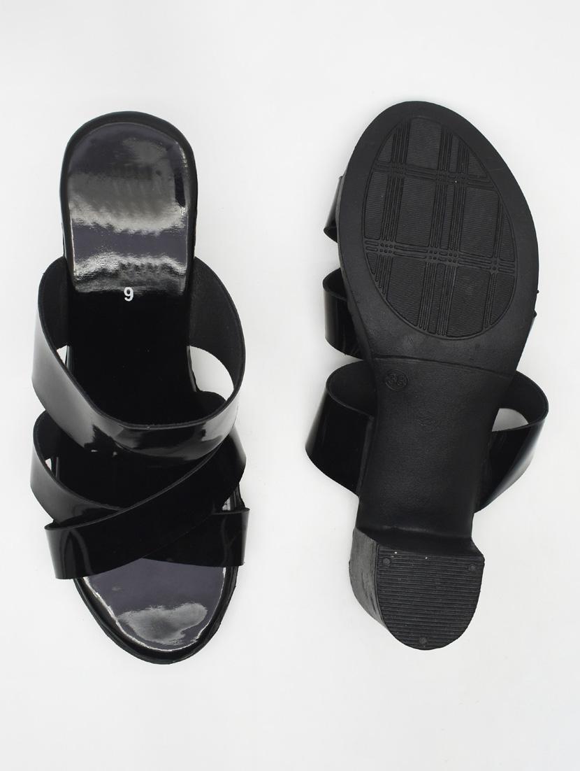 women solid slip on block heel sandal - 22029526 - Standard Image - 3