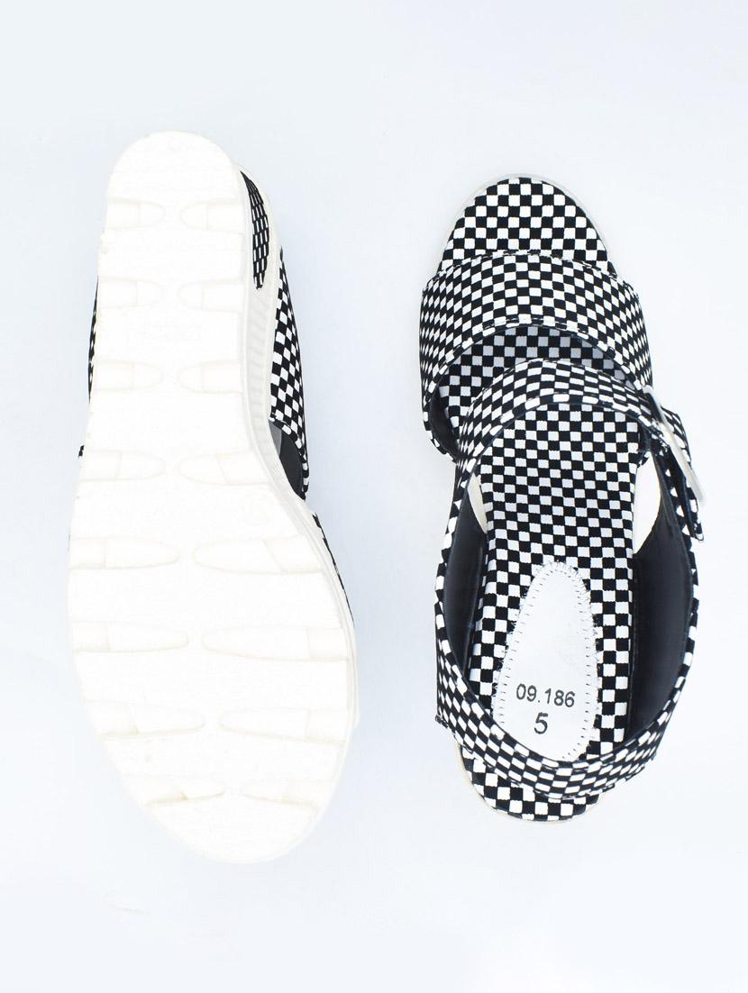 women checkered back strap wedges - 22029535 - Standard Image - 3