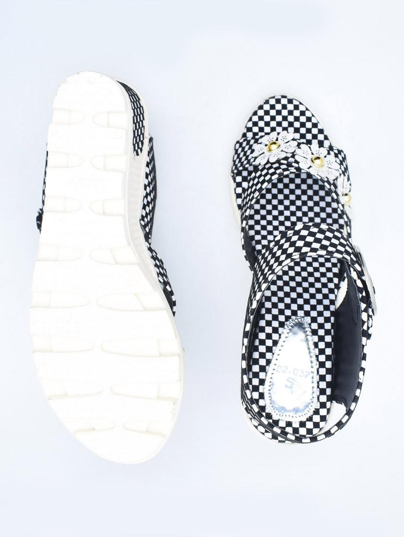 women checkered back strap wedges - 22029536 - Standard Image - 3