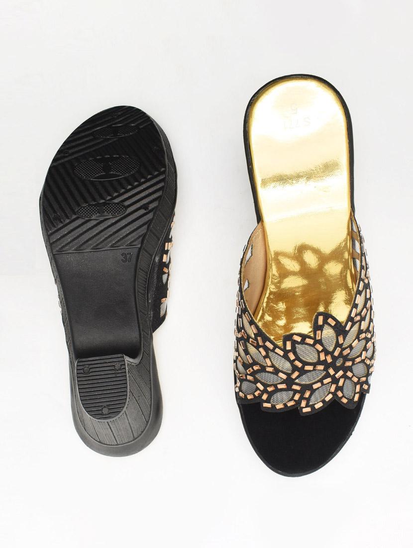 women embellished slip on block heel sandal - 22029548 - Standard Image - 3
