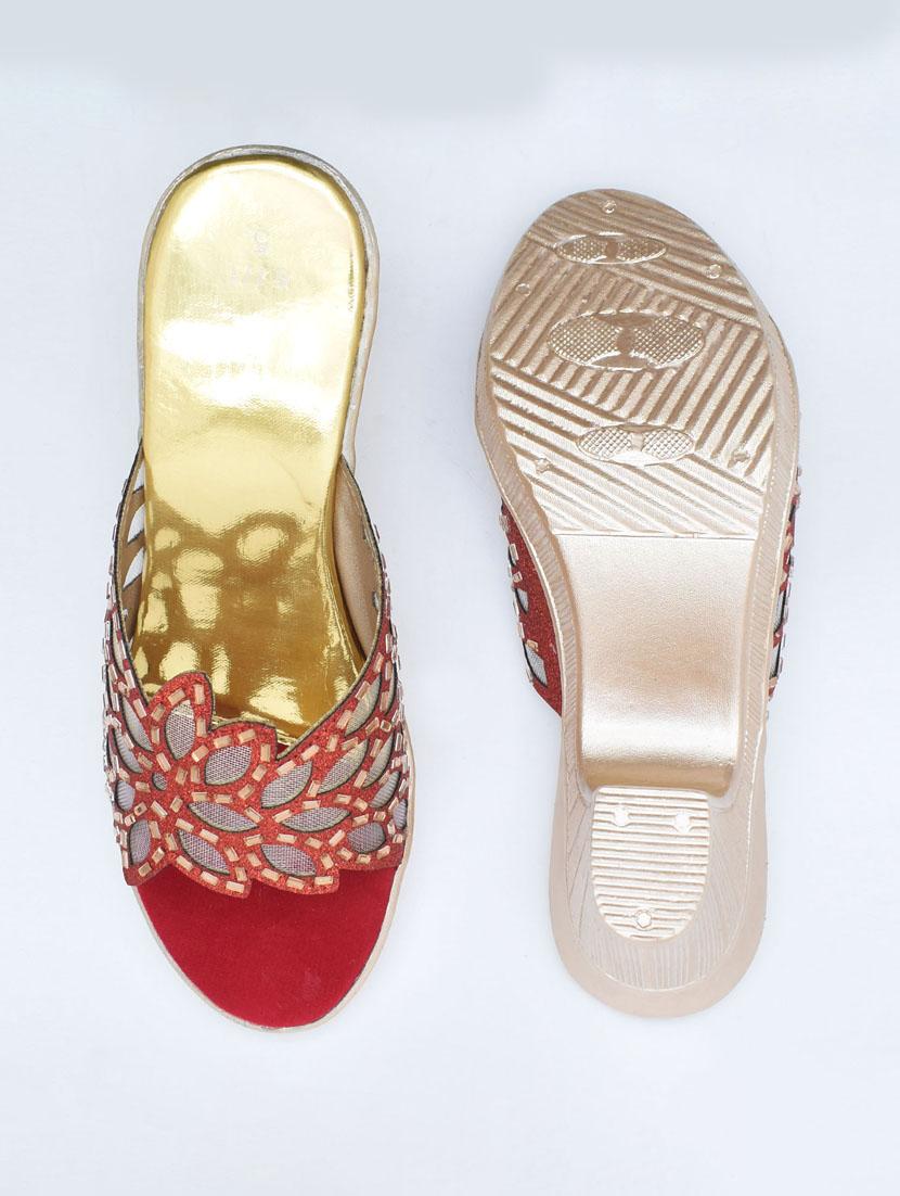 women embellished slip on block heel sandal - 22029549 - Standard Image - 3