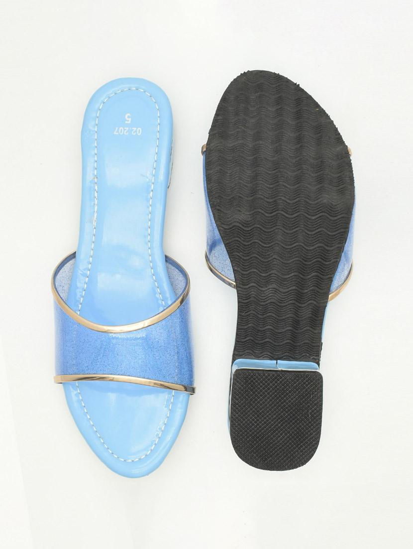 women solid slip on block heel sandal - 22029600 - Standard Image - 3