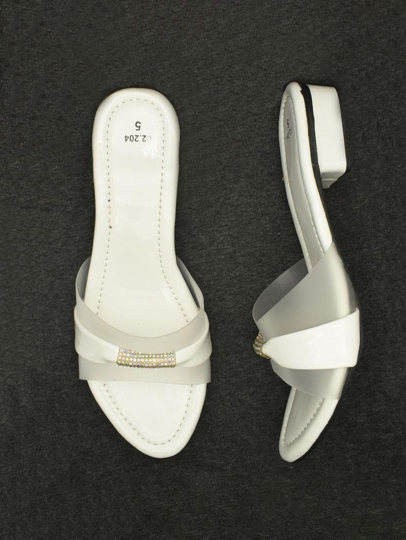 women solid slip on block heel sandal - 22029603 - Standard Image - 3