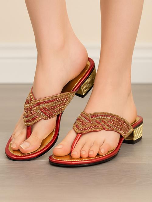 women embellished slip on block heel sandal - 22029604 -  Standard Image - 0
