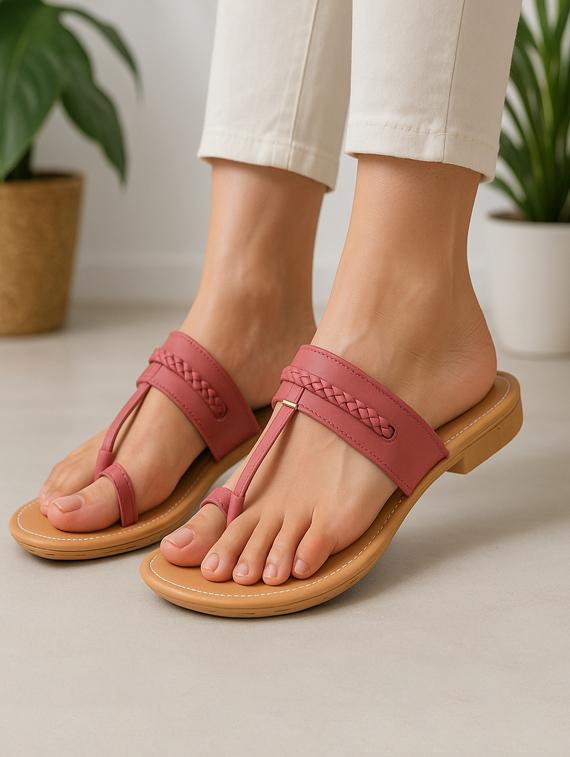 women red solid one toe sandal - 22029606 -  Zoom Image - 0