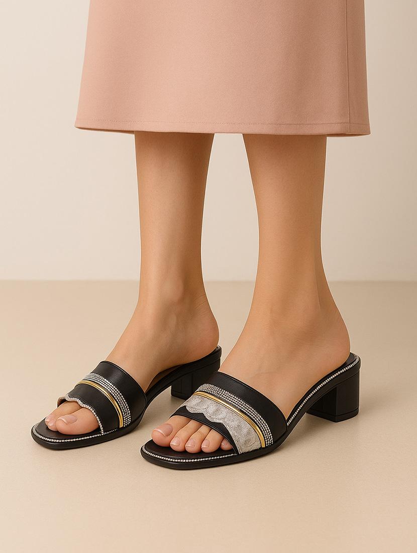 women embellished slip on block heel sandal - 22029607 -  Zoom Image - 0