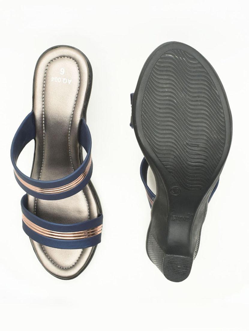 women solid slip on block heel sandal - 22029617 - Standard Image - 3
