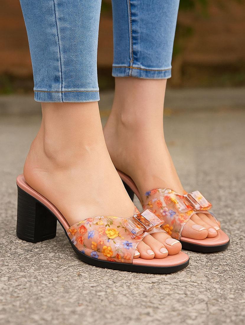 women floral print slip on block heel sandal - 22029645 -  Zoom Image - 0