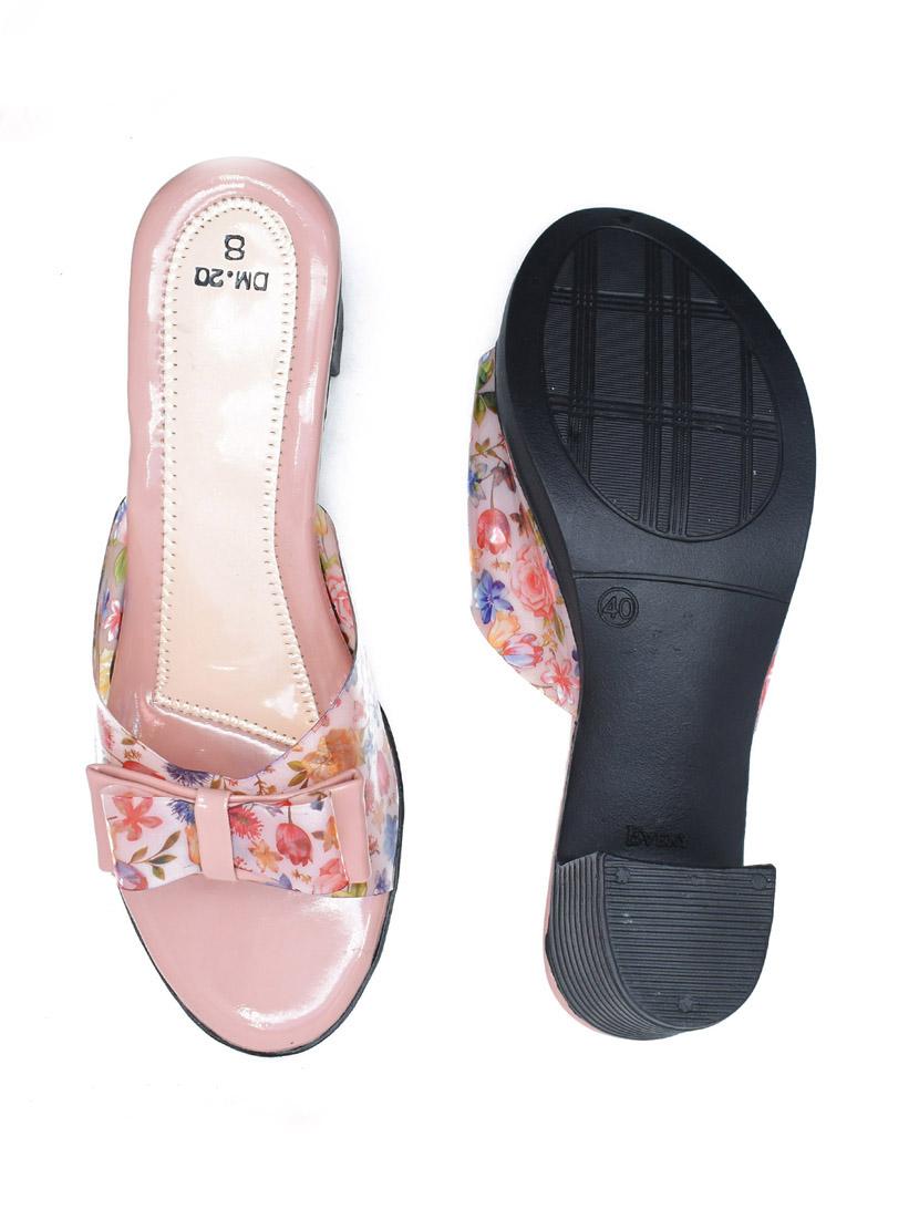 women floral print slip on block heel sandal - 22029645 - Standard Image - 3