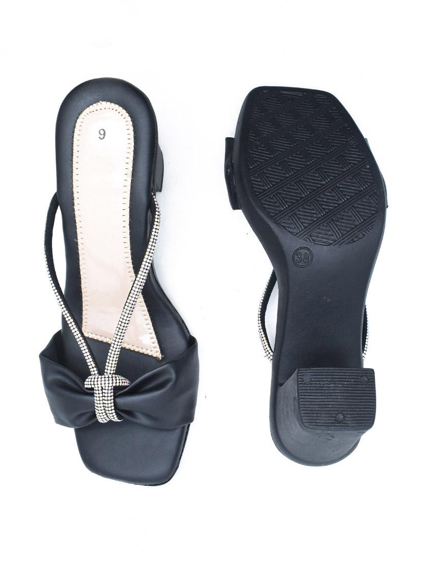 women solid slip on block heel sandal - 22029647 - Standard Image - 3