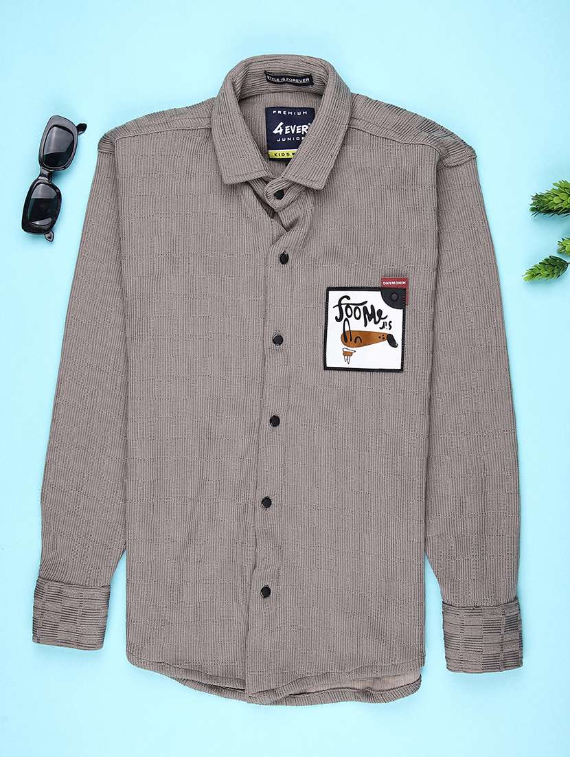 boys placement print long sleeve casual shirt