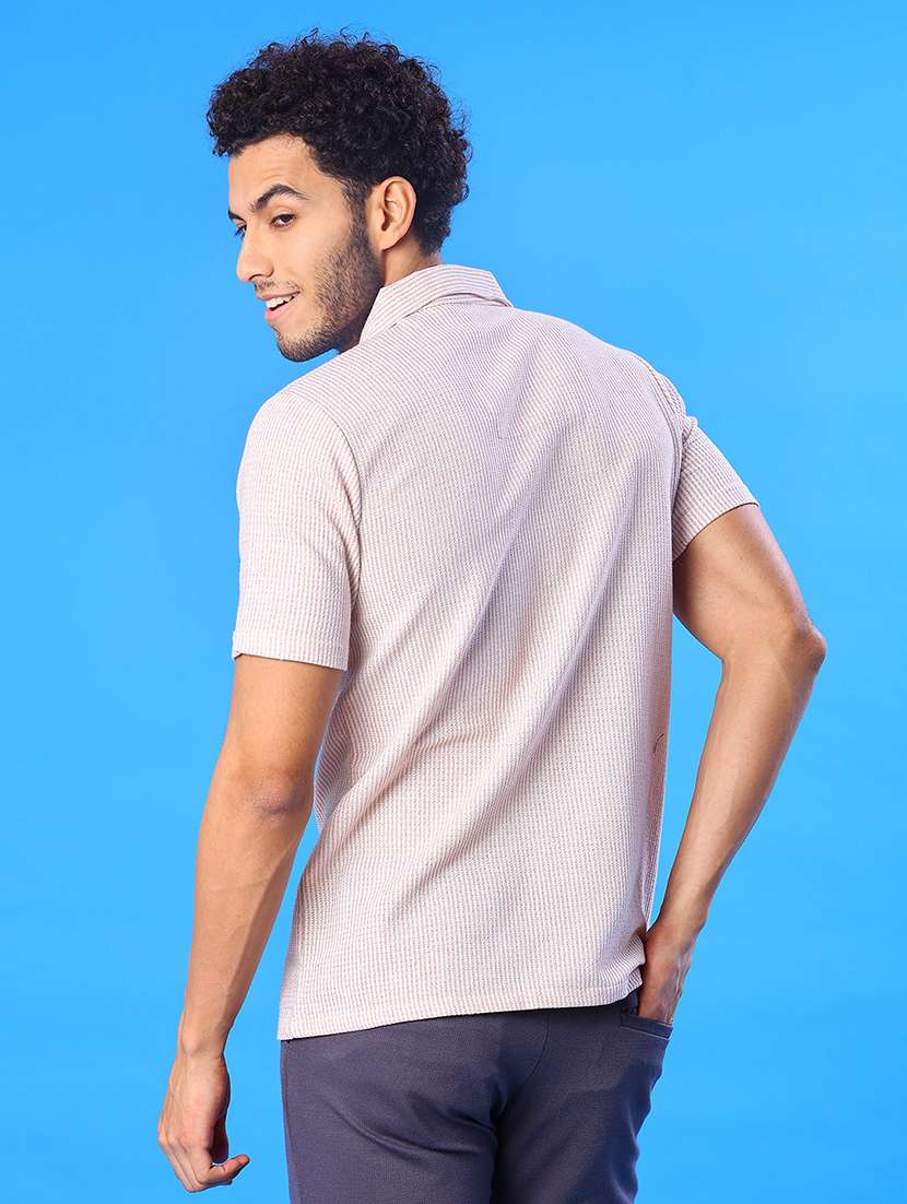 men self design short sleeve slim fit casual shirt - 22029791 -  Standard Image - 3