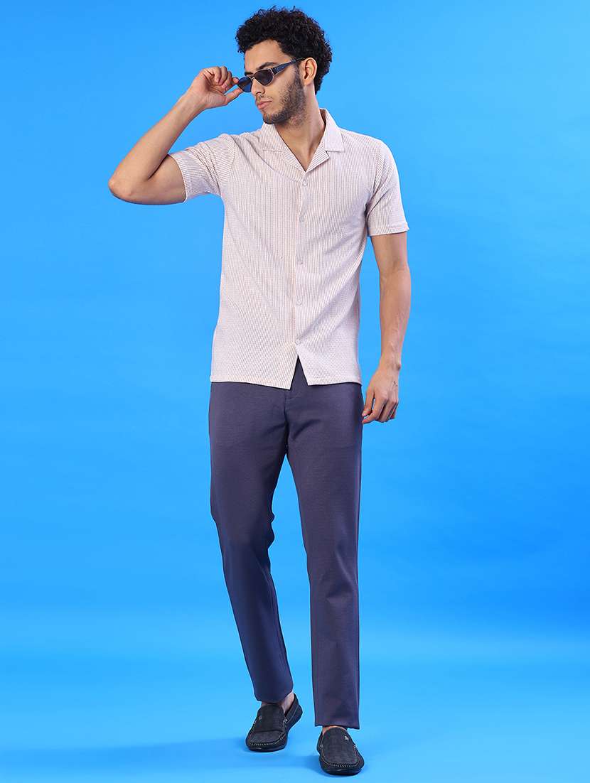 men self design short sleeve slim fit casual shirt - 22029791 -  Standard Image - 5