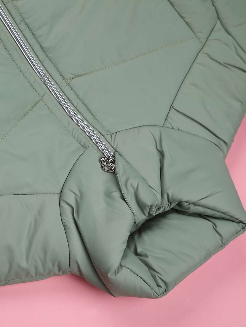 girls solid long sleeve quilted jacket - 22029941 -  Standard Image - 3