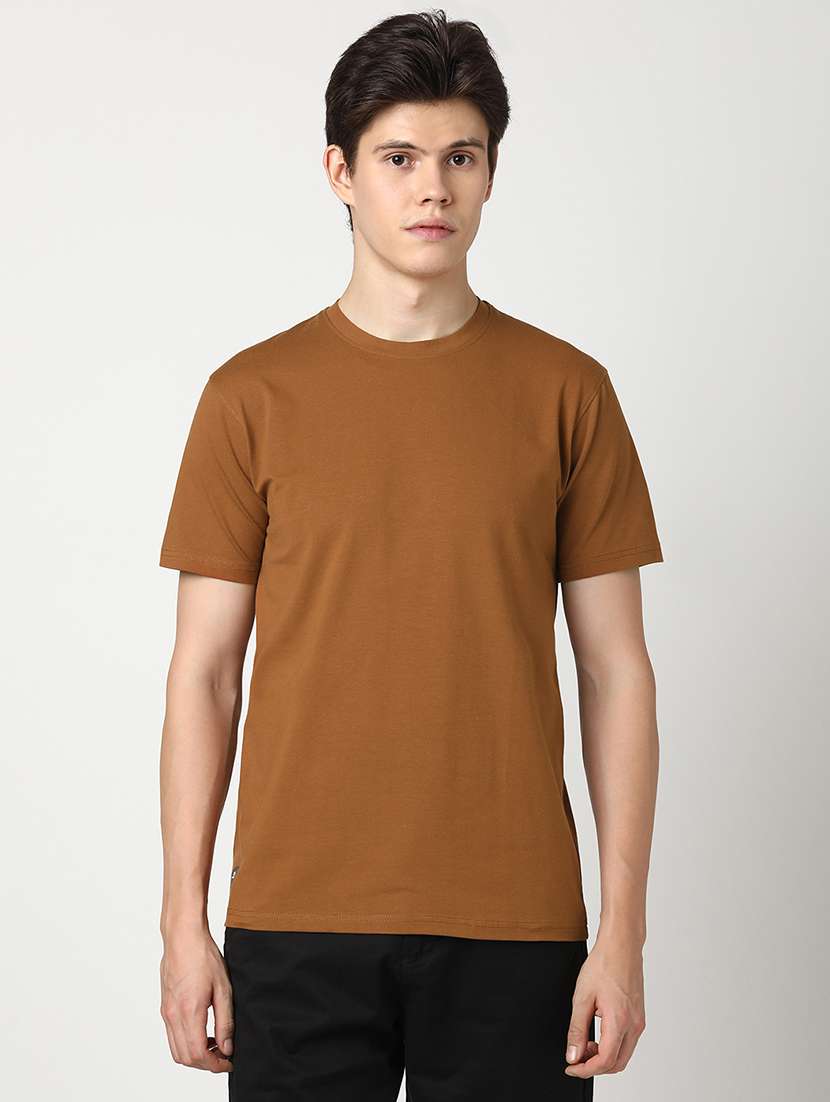 men solid short sleeve regular fit t-shirt