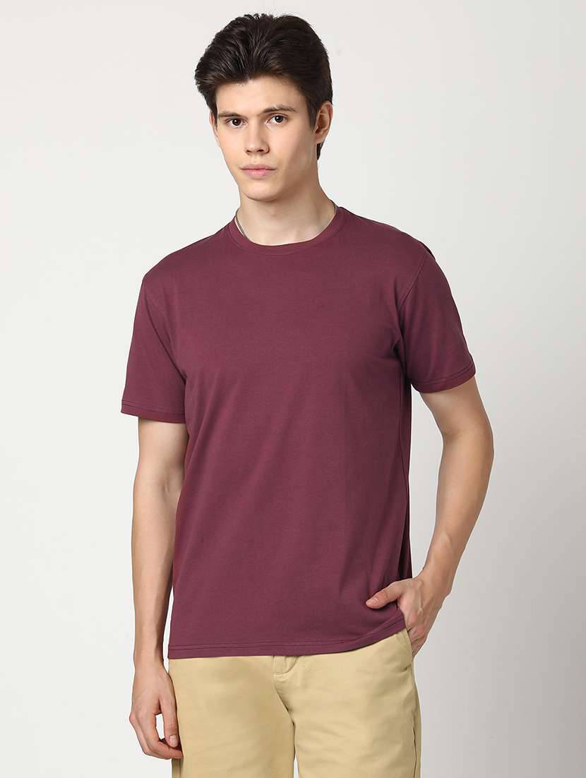 men solid short sleeve regular fit t-shirt