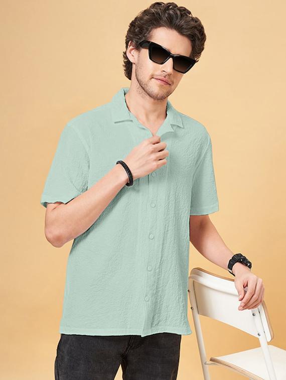 men solid short sleeve regular fit casual shirt - 22029979 - Zoom Image - 0
