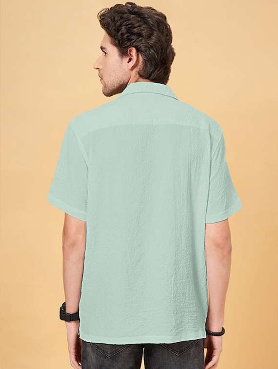 men solid short sleeve regular fit casual shirt - 22029979 - Standard Image - 3