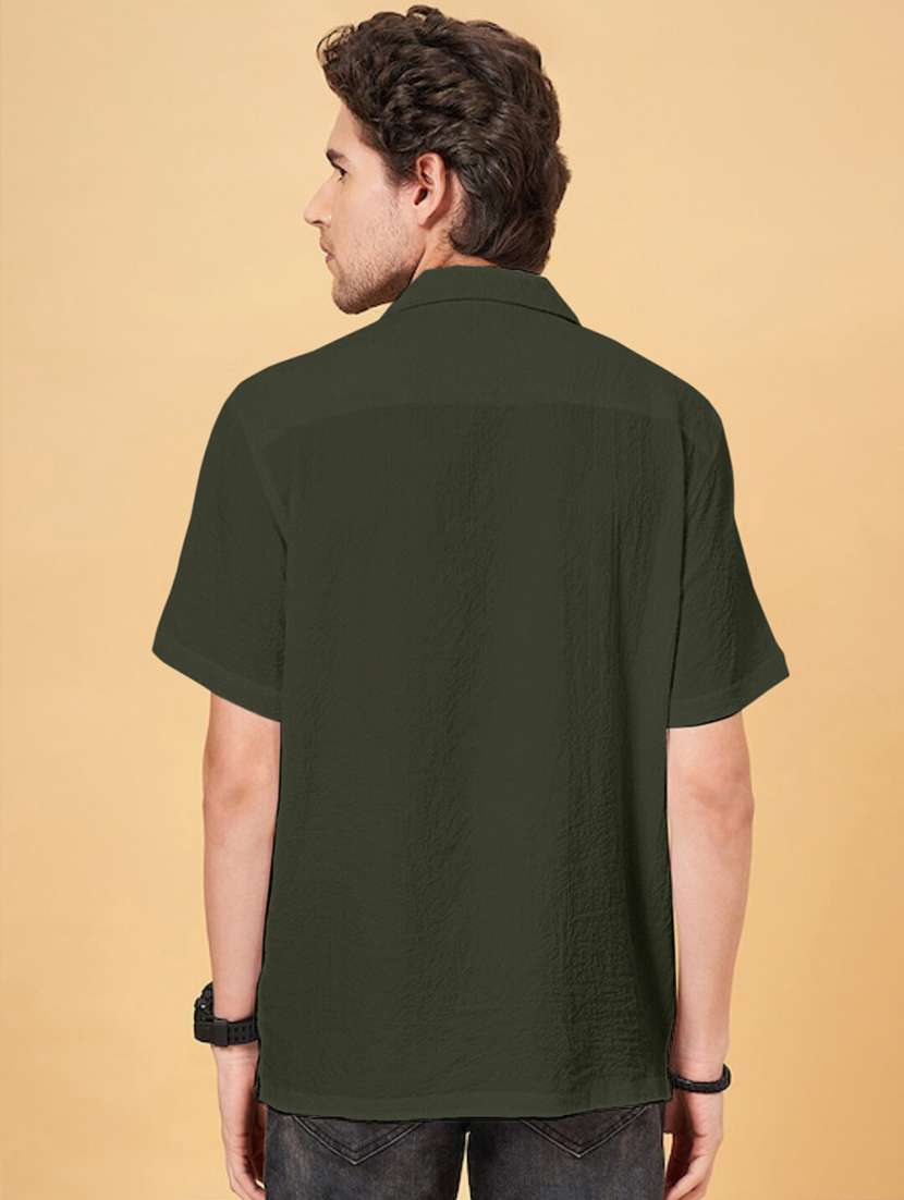 men solid short sleeve regular fit casual shirt - 22029982 - Standard Image - 3